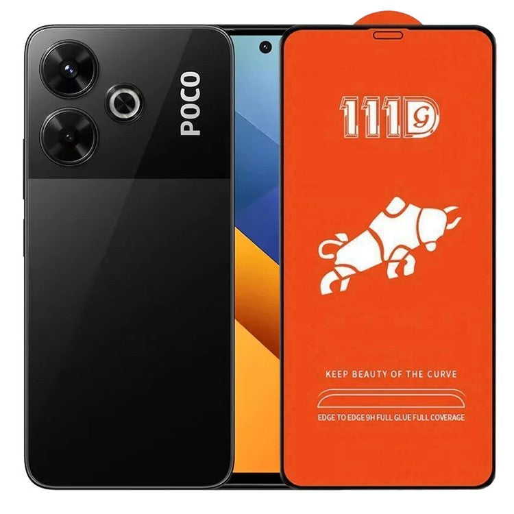 Folie Sticla Securizata pentru Xiaomi Mi Poco M6, Klevo, Sticla de Protectie Compatibila cu Xiaomi Mi Poco M6, Full Cover 111D, HD, Margini Negre, Transparenta