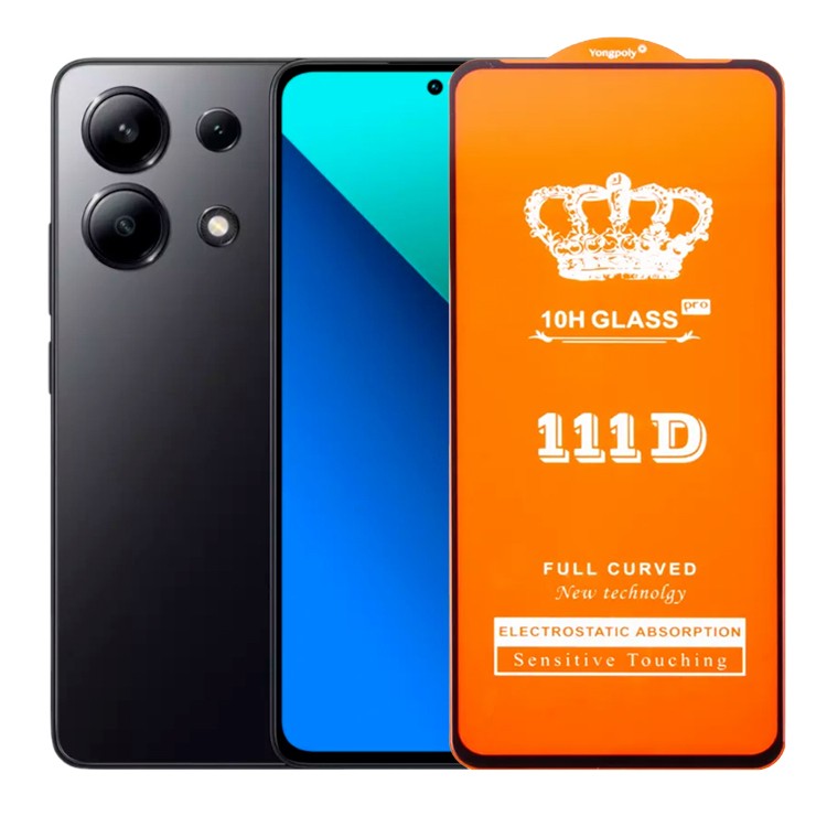 Folie Sticla Securizata pentru Xiaomi Redmi Note 13, Klevo, Compatibila cu Xiaomi Redmi Note 13, Full Cover 111D, HD, Margini Negre, Transparenta