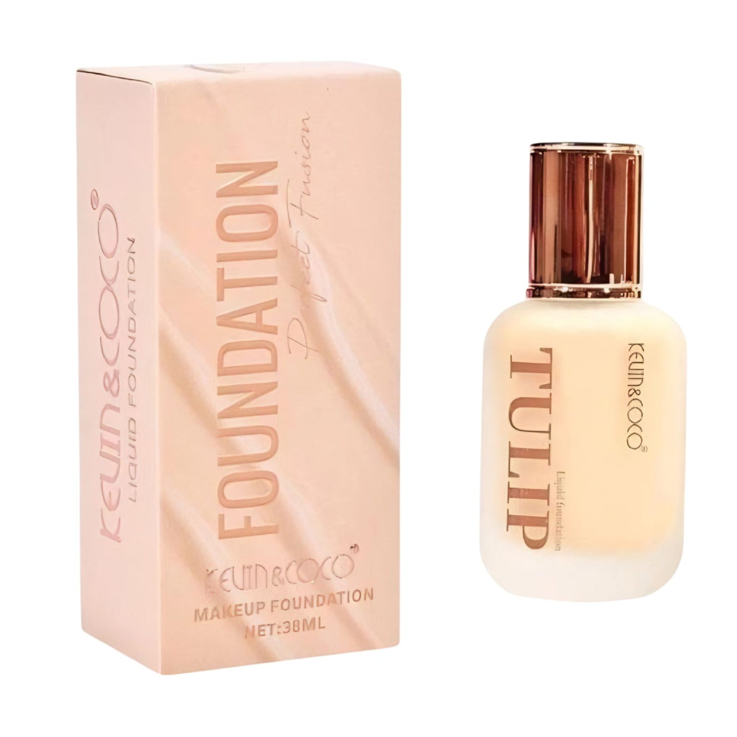 Fond de Ten, Kevin&Coco, Model Tulip, Textura Lichida, Acoperire Naturala, 38 ml, 5 x 3.7 x 10.7 cm, Nuanta 1, Ivory Light