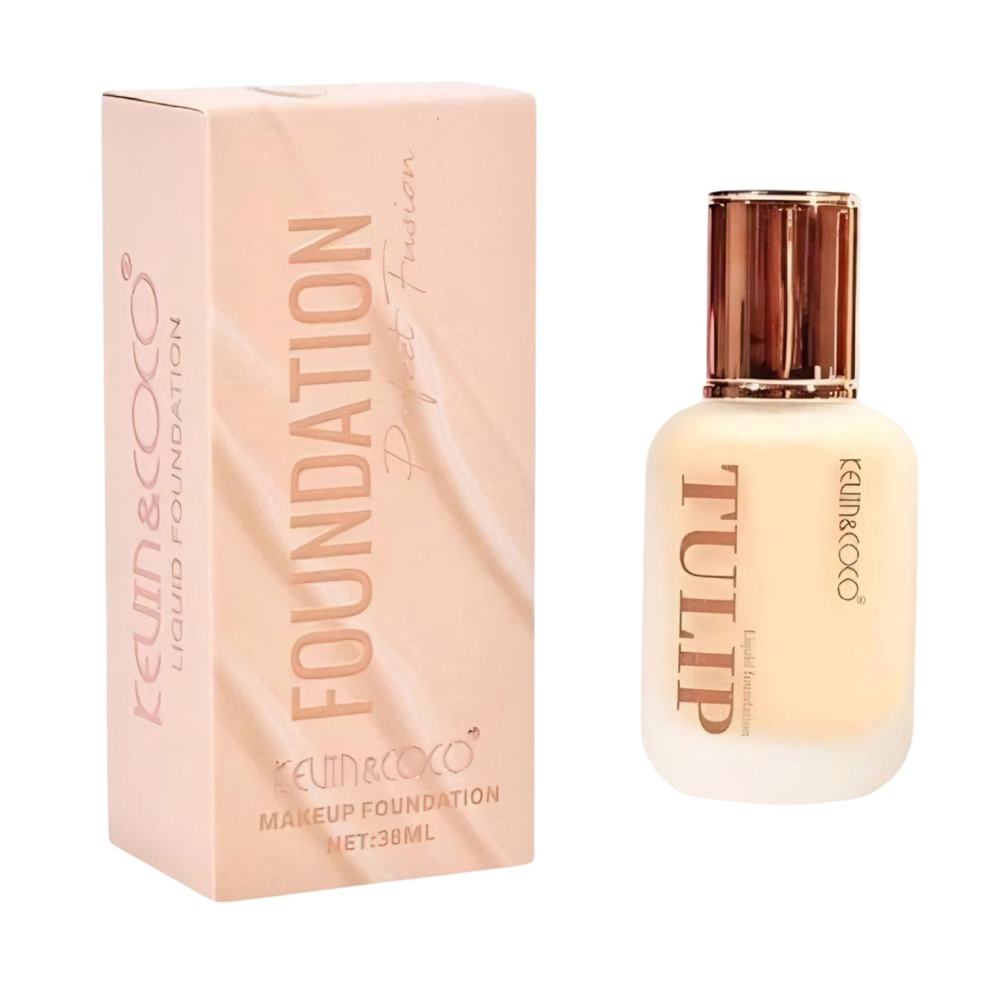 Fond de Ten, Kevin&Coco, Model Tulip, Textura Lichida, Acoperire Naturala, 38 ml, 5 x 3.7 x 10.7 cm, Nuanta 1, Ivory Light
