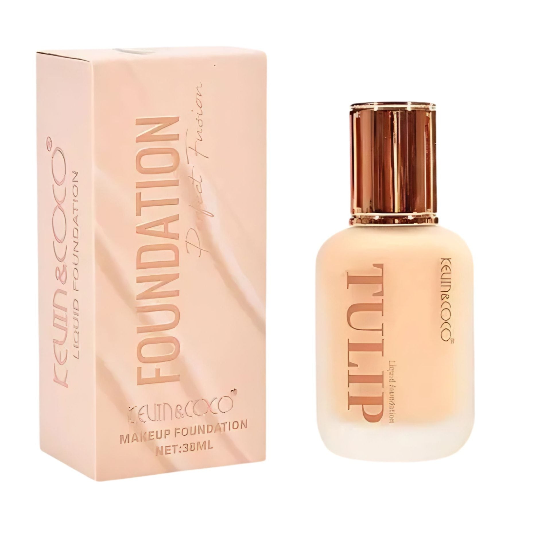 Fond de Ten, Kevin&Coco, Model Tulip, Textura Lichida, Acoperire Naturala, 38 ml, 5 x 3.7 x 10.7 cm, Nuanta 2, Natural Beige
