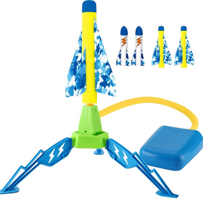 Jucarie pentru Copii, Klevo, Lansator de Rachete cu Piciorul, un Singur Lansator, 4 Rachete Fara Lumini, 40.5 cm Inaltime, Multicolor