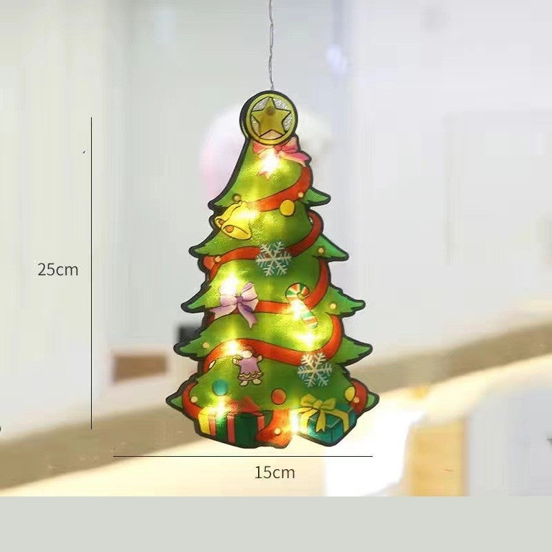 Decoratiune de Craciun pentru fereastra Klevo, brad, cu LED-uri, 26 cm, alb cald