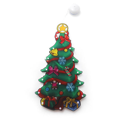 Decoratiune de Craciun pentru fereastra Klevo, brad, cu LED-uri, 26 cm, alb cald