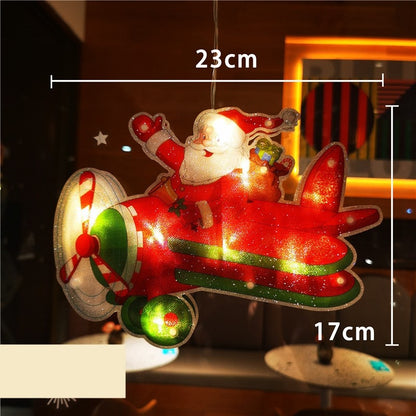Decoratiune de Craciun pentru fereastra Klevo, Avion, cu LED-uri, 23 cm, alb cald