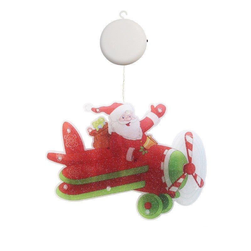 Decoratiune de Craciun pentru fereastra Klevo, Avion, cu LED-uri, 23 cm, alb cald