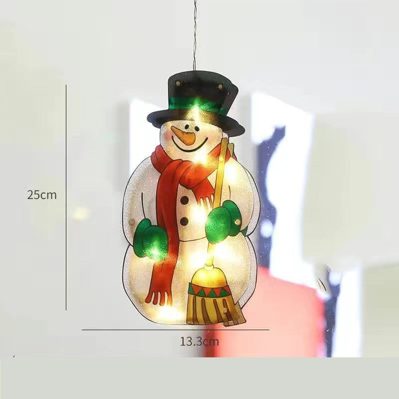 Decoratiune de Craciun pentru fereastra Klevo, om de zapada, cu LED-uri, 26 cm, alb cald