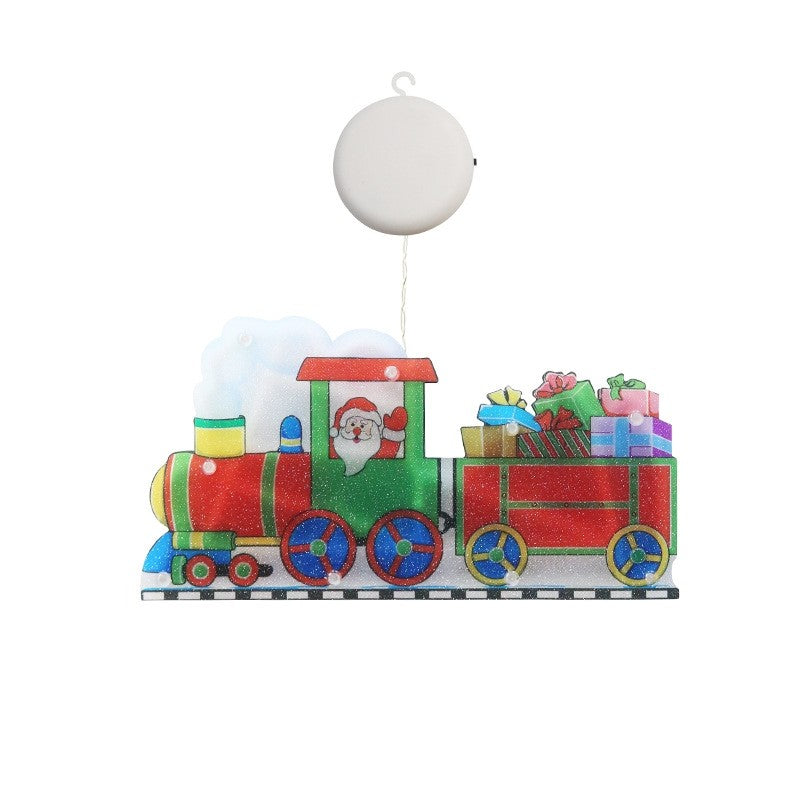 Decoratiune de Craciun pentru fereastra Klevo, trenulet, cu LED-uri, 26 cm, alb cald