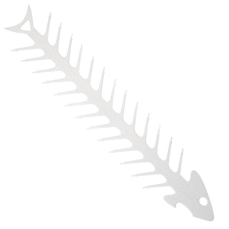 Forma pentru Frigarui, Klevo, Model Oase de Peste, din Otel Inoxidabil, Instrument pentru Gratar, BBQ, cu Deschizator de Sticle, 30x6 cm, Argintie