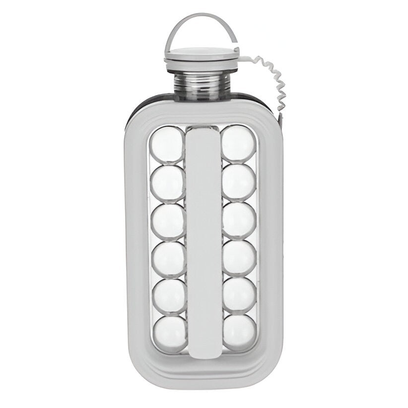 Forma pentru Gheata 2 in 1 Portabila, Klevo, Tavita sub Forma de Sticla, Diametru 3 cm, Multifunctional, 17 Bilute de Gheata, 27.5 x 11.4 x 5.5 cm, Culoare Alb