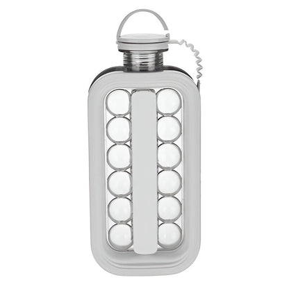Forma pentru Gheata 2 in 1 Portabila, Klevo, Tavita sub Forma de Sticla, Diametru 3 cm, Multifunctional, 17 Bilute de Gheata, 27.5 x 11.4 x 5.5 cm, Culoare Alb