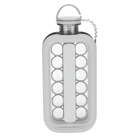 Forma pentru Gheata 2 in 1 Portabila, Klevo, Tavita sub Forma de Sticla, Diametru 3 cm, Multifunctional, 17 Bilute de Gheata, 27.5 x 11.4 x 5.5 cm, Culoare Alb