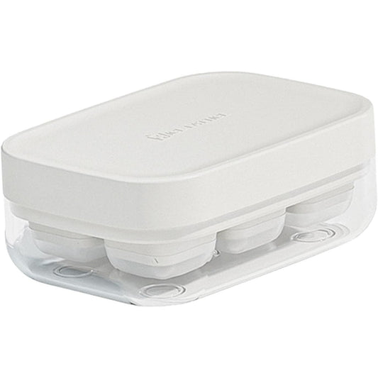 Forma pentru gheata cu presa Klevo, din silicon alimentar, 6 cuburi, caserola pentru depozitare, usor de folosit si curatat, 10.5 x 7.5 x 4.1 cm, alb