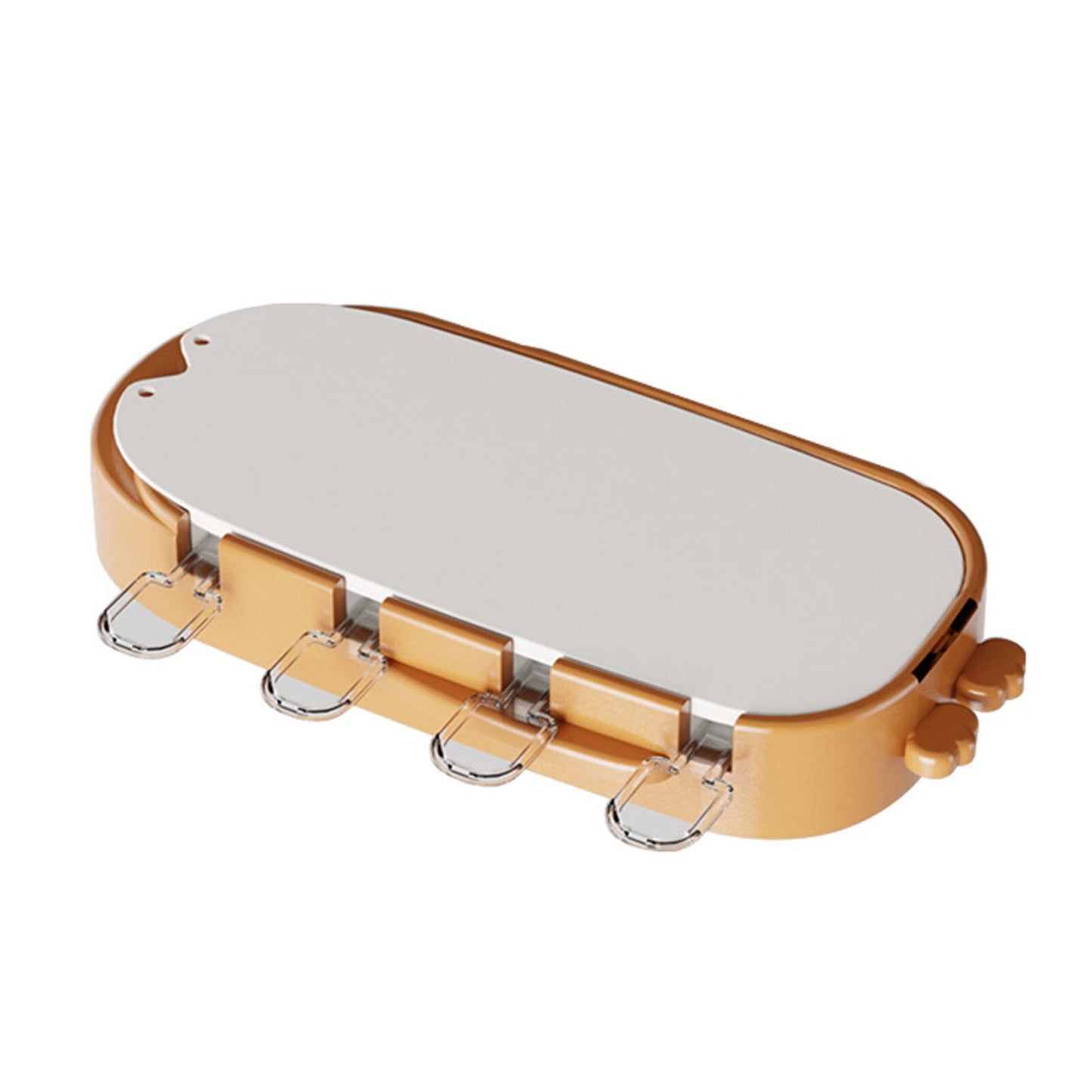 Forma pentru inghetata Klevo, 4 compartimente, forme cu animalute, materialsilicon si ABS, 21 x 12.8 x 3cm, portocaliu