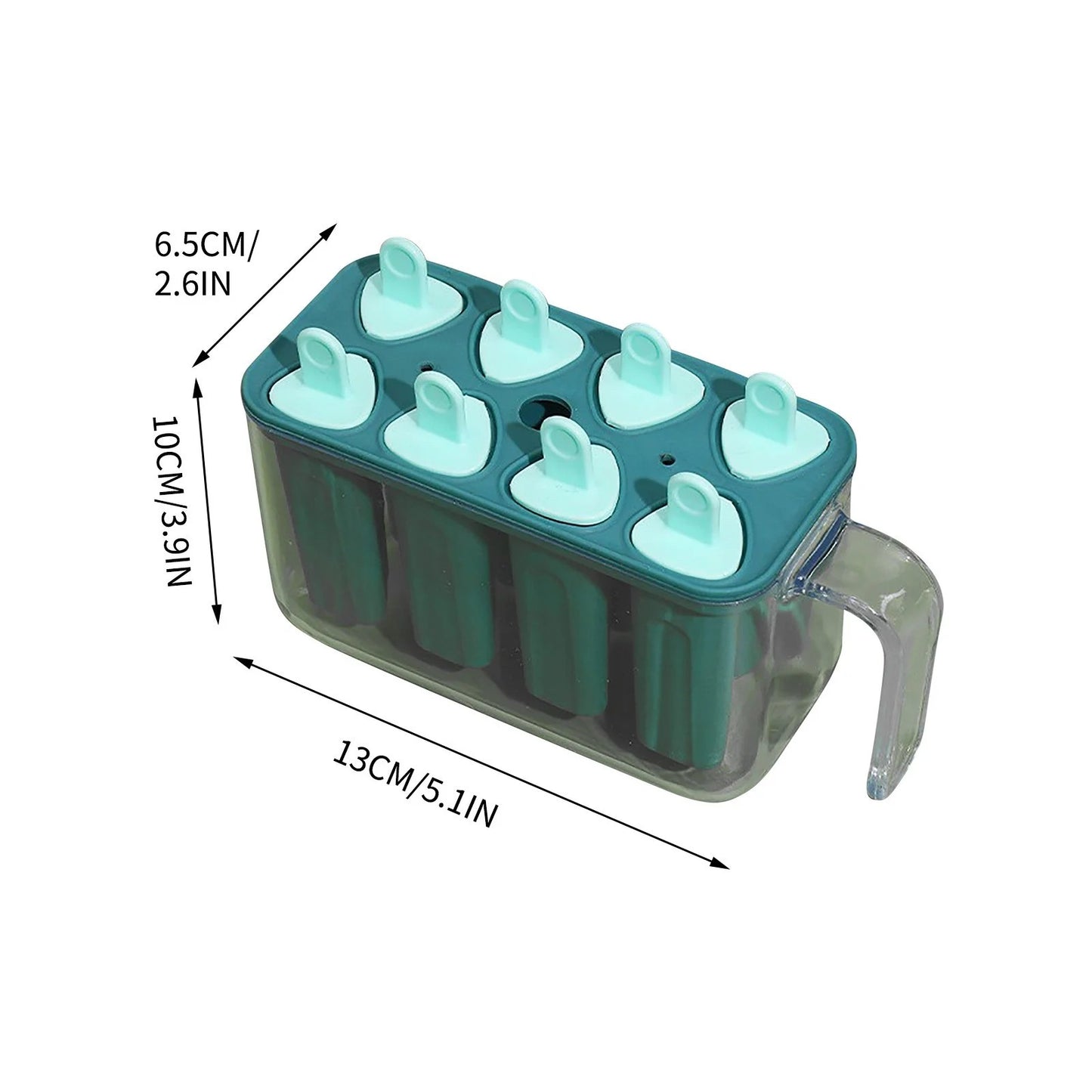 Forme de inghetata, Klevo, 8 Forme din Plastic Dur, Forma pentru Inghetata din si Sucuri Ghetate, 13 x 10 x 6.5 cm, Albastru