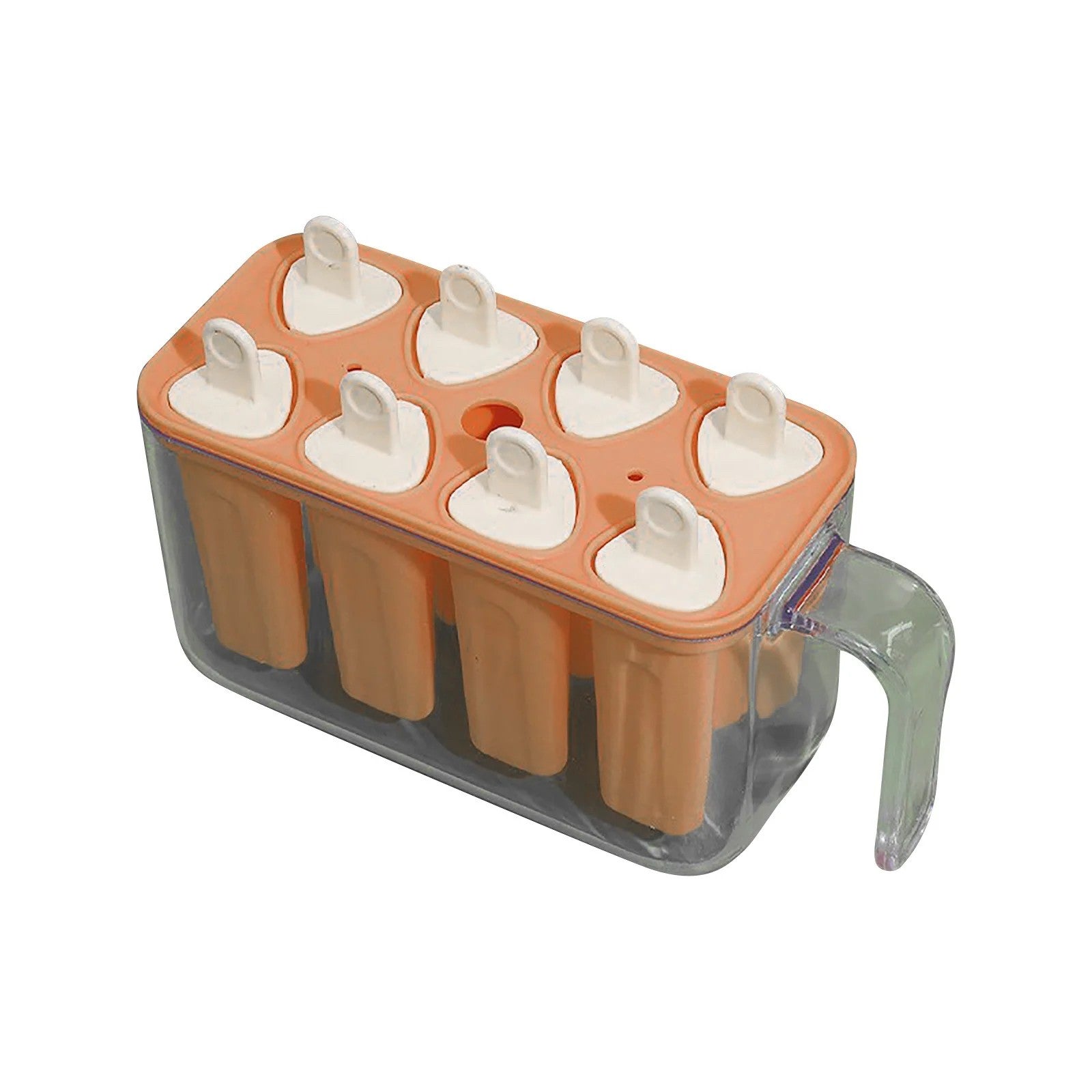 Forme de inghetata, Klevo, 8 Forme din Plastic Dur, Forma pentru Inghetata din si Sucuri Ghetate, 13 x 10 x 6.5 cm, Portocaliu
