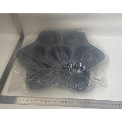 Forme de Silicon pentru Copt, Klevo, 7 Forme Rotiunde, pentru Burgeri si Prajituri, 38.5 x 4 cm, Negru
