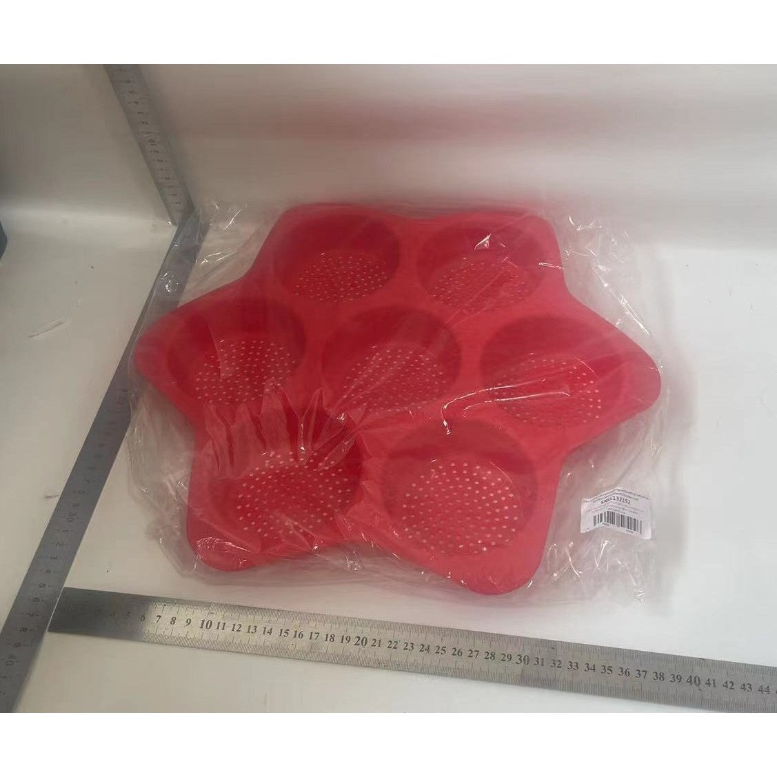Forme de Silicon pentru Copt, Klevo, 7 Forme Rotiunde, pentru Burgeri si Prajituri, 38.5 x 4 cm, Rosu