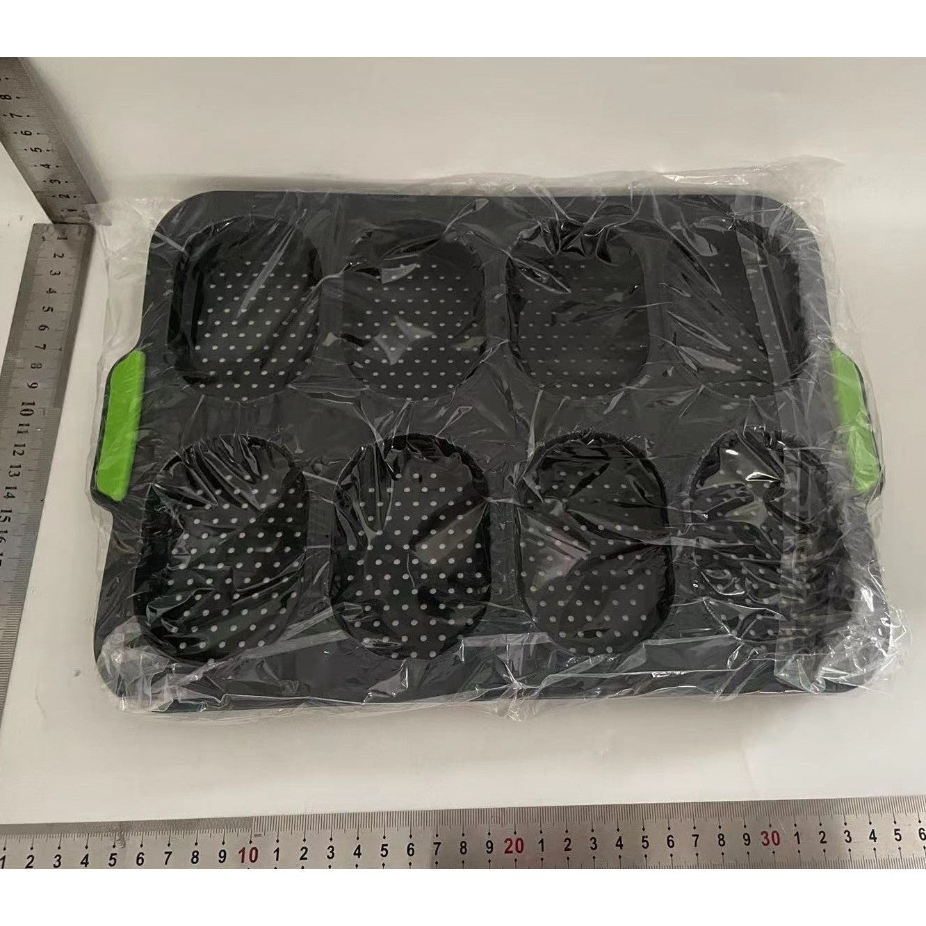 Forme de Silicon pentru Copt, Klevo, 8 Forme Ovale, pentru Paine si Prajituri, 34.5 x 23.8 x 2.5 cm, Negru/Verde