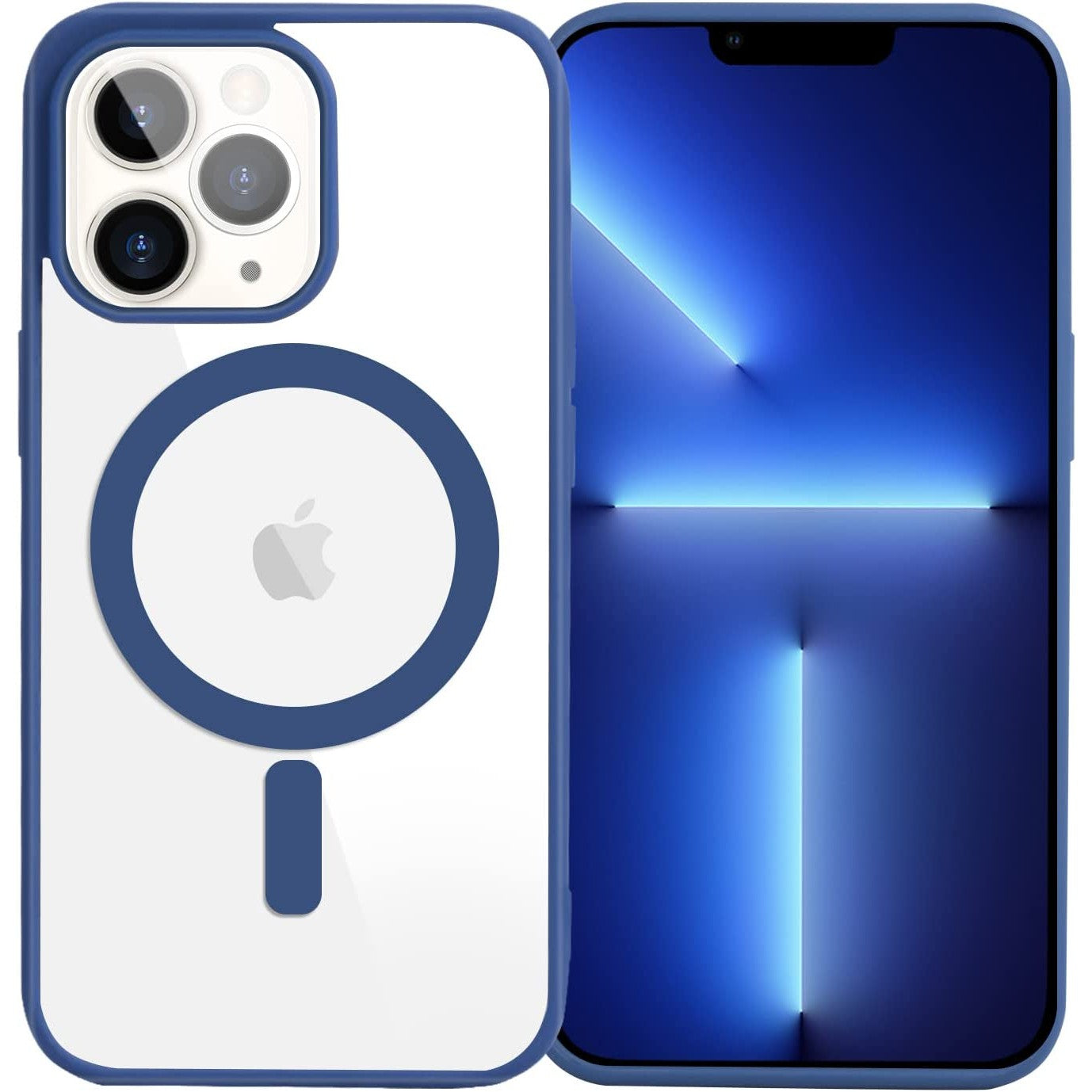Husa MagSafe pentru Apple iPhone 14 Pro, Full Cover, Frosted Acrylic Color Big Hole, Magnetica, Incarcare Wireless, Klevo, Albastru