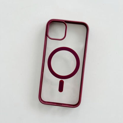 Husa MagSafe pentru Apple iPhone 13 Pro, Full Cover, Frosted Acrylic Color Big Hole, Magnetica, Incarcare Wireless, Klevo, Mov