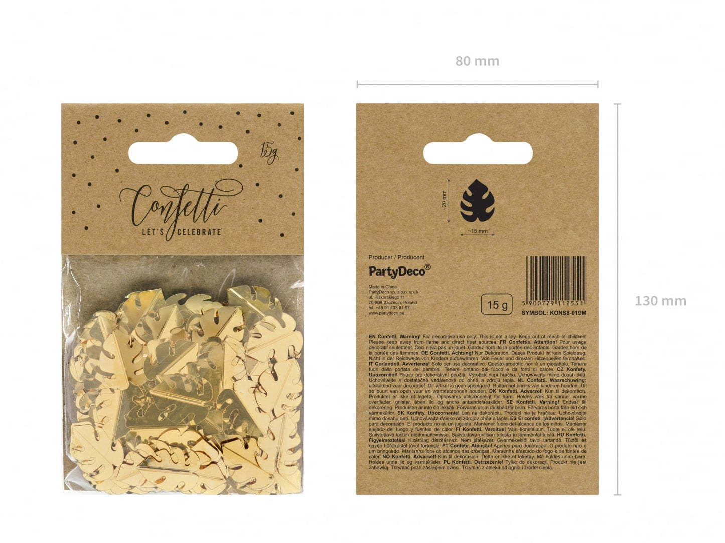 Frunze de confetti metalic, auriu, 15g