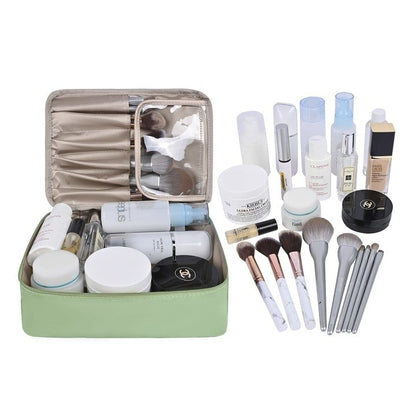 Geanta de Calatorie, Klevo, pentru Cosmetice si Articole de Toaleta, Material Impermeabil, 2 in 1, Portfard Interior Detasabil, 23 x 16 x 8 cm, Verde