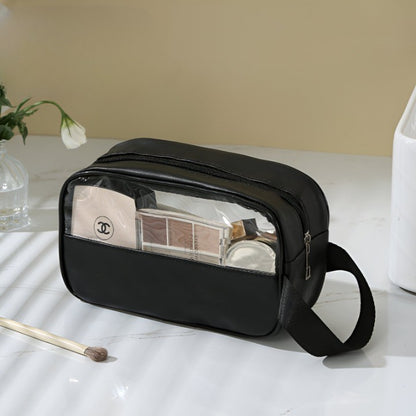 Geanta Cosmetice, Klevo, pentru Voiaj sau Organizare, Material PVC- Textil, Impermeabila, Portabila,22 x 12 x 8 cm, Negru