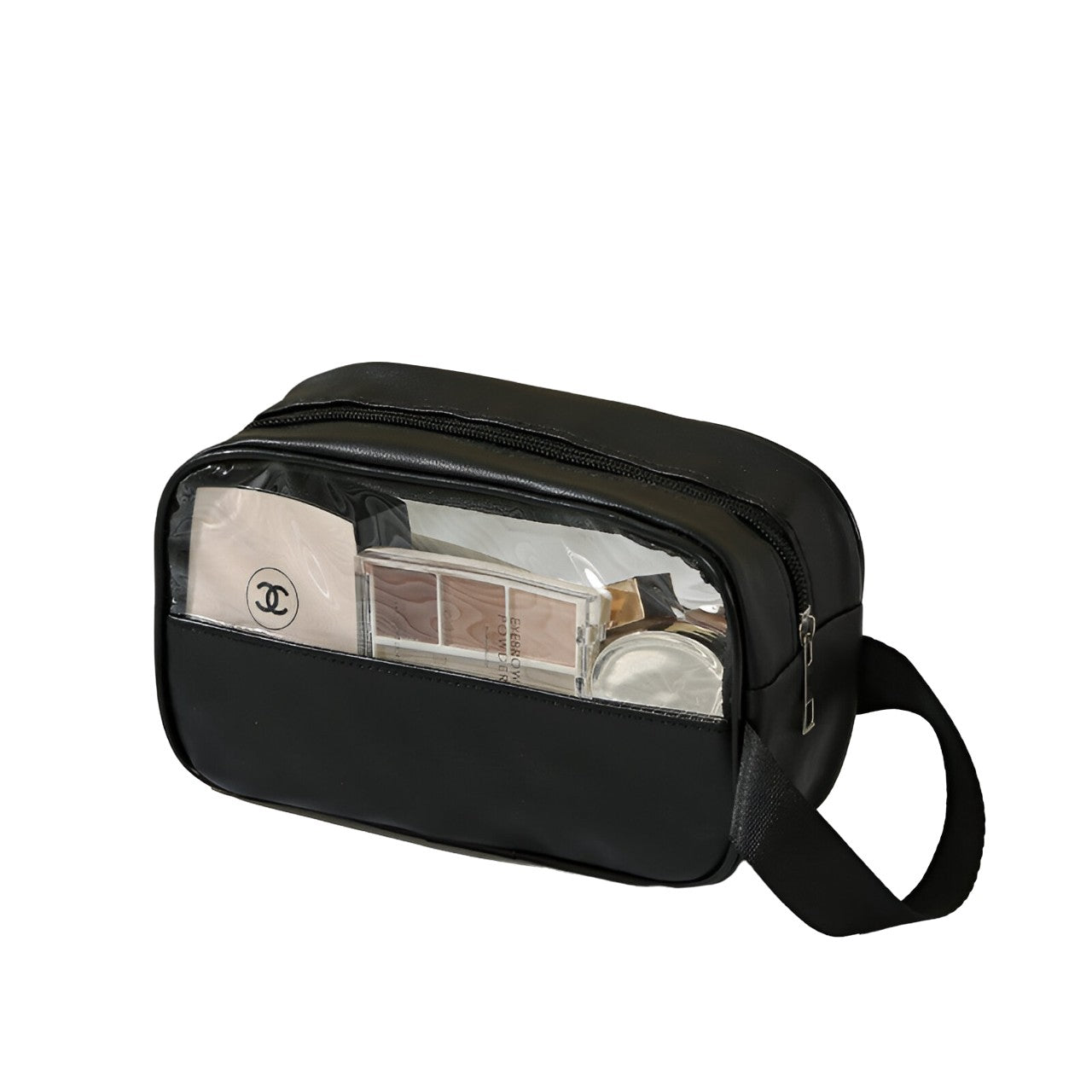 Geanta Cosmetice, Klevo, pentru Voiaj sau Organizare, Material PVC- Textil, Impermeabila, Portabila,22 x 12 x 8 cm, Negru