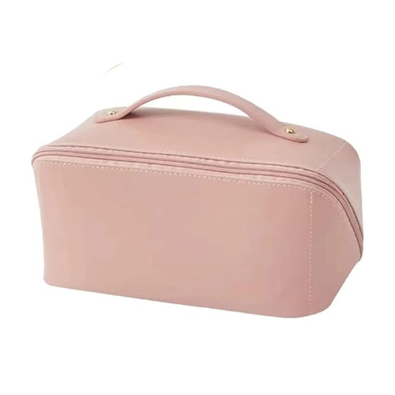 Geanta de Calatorie Klevo, Pentru Cosmetice, Portabila, Impermeabila, din Piele Ecologica, Compartimente Multiple, cu Fermoar, 23 x 11.5 x 10.5 cm, Roz