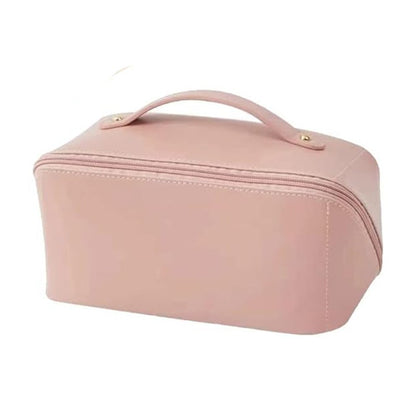 Geanta de Calatorie Klevo, Pentru Cosmetice, Portabila, Impermeabila, din Piele Ecologica, Compartimente Multiple, cu Fermoar, 23 x 11.5 x 10.5 cm, Roz