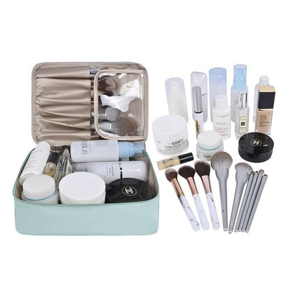Geanta de Calatorie, Klevo, pentru Cosmetice si Articole de Toaleta, Material Impermeabil, 2 in 1, Portfard Interior Detasabil, 23 x 16 x 8 cm, Albastru