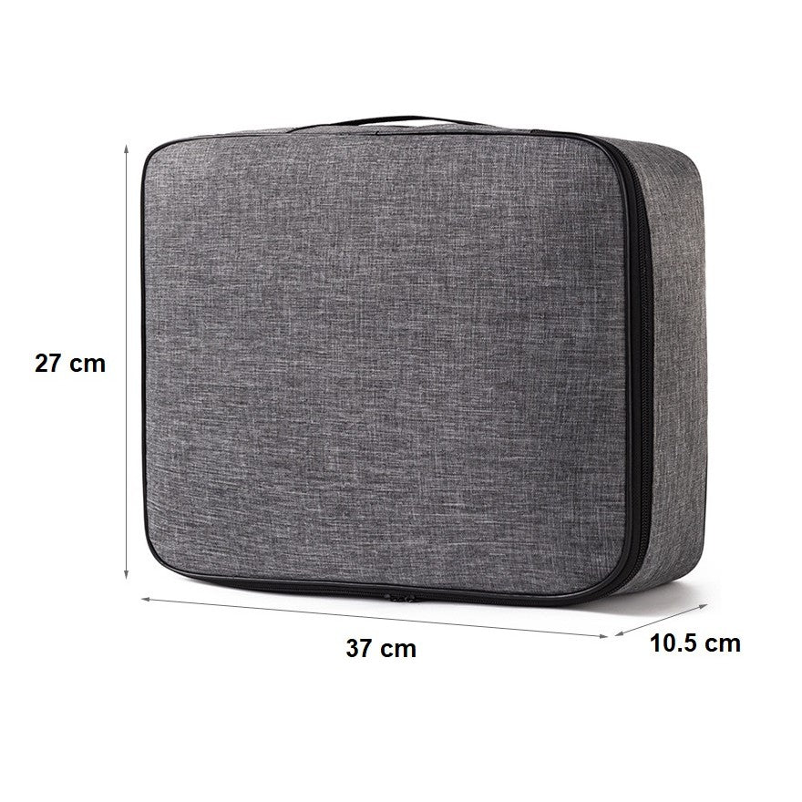 Geanta pentru Depozitare Acte si Documente, Klevo, 1 Compartiment mare cu Curele Interioare, Impermeabila, 37 x 10.5 x 27 cm, Gri