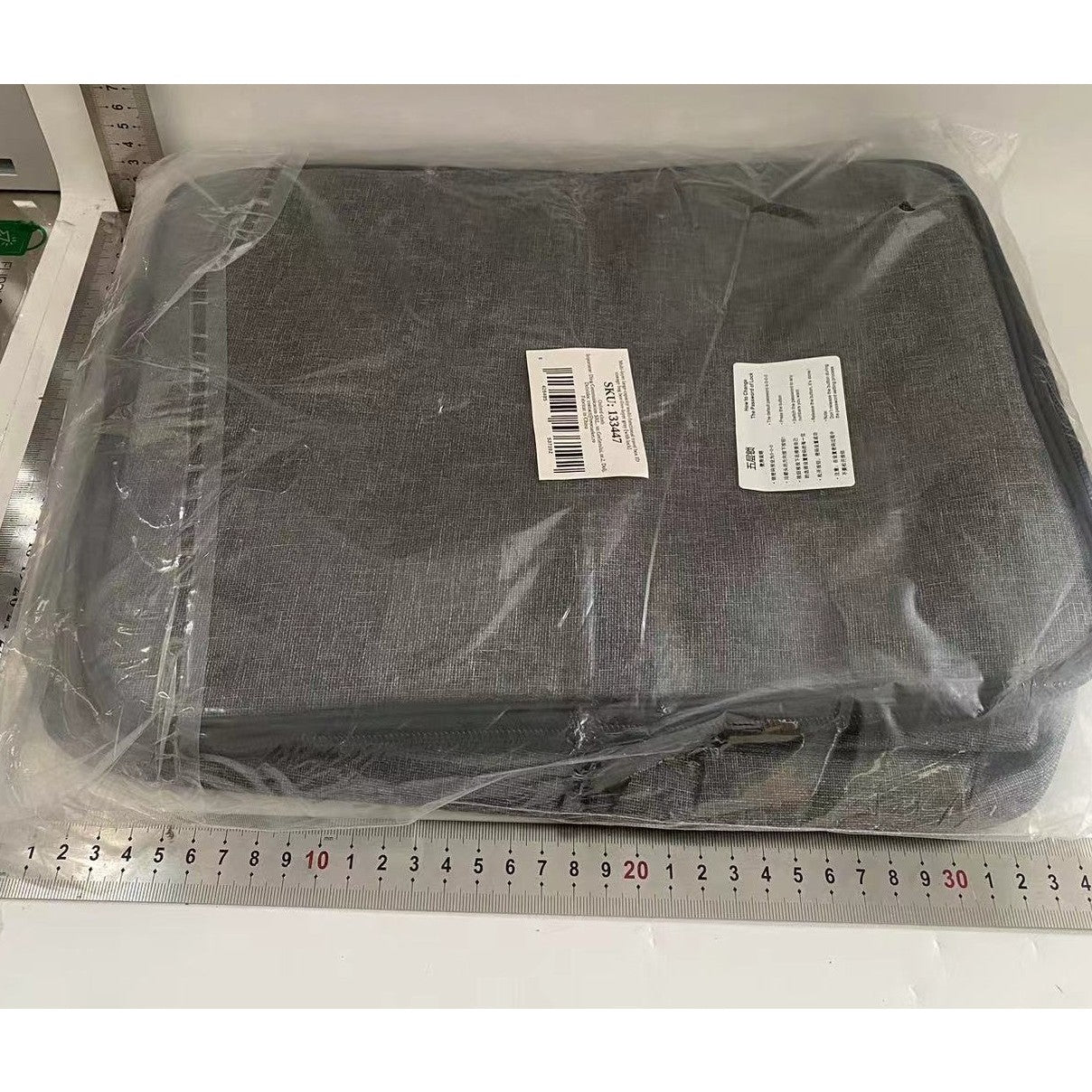 Geanta Klevo pentru Depozitare Acte si Documente, Facturi, Carduri, cu Cod de Securitate, 5 Compartimente, Impermeabila, 37 x 20 x 27 cm, Gri
