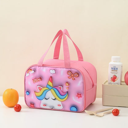 Geantă Frigorifică, Klevo, cu Desene Animat 3D, Portabilă pentru Copii, de Prânz, din Pânză Oxford, 27.5x18x20 cm, Model Unicorn, Roz