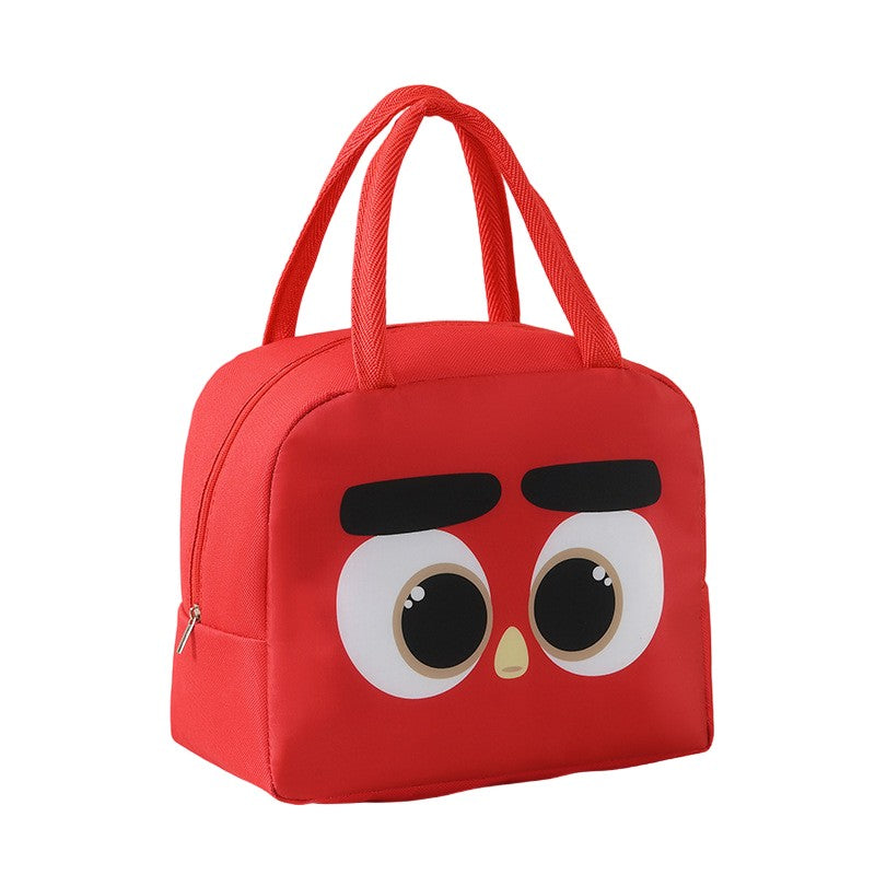 Geantă Frigorifică, Klevo, cu Desene Animat, Portabilă pentru Copii, de Prânz, din Pânză Oxford, 22x14x19 cm, Model Pasare, Rosu