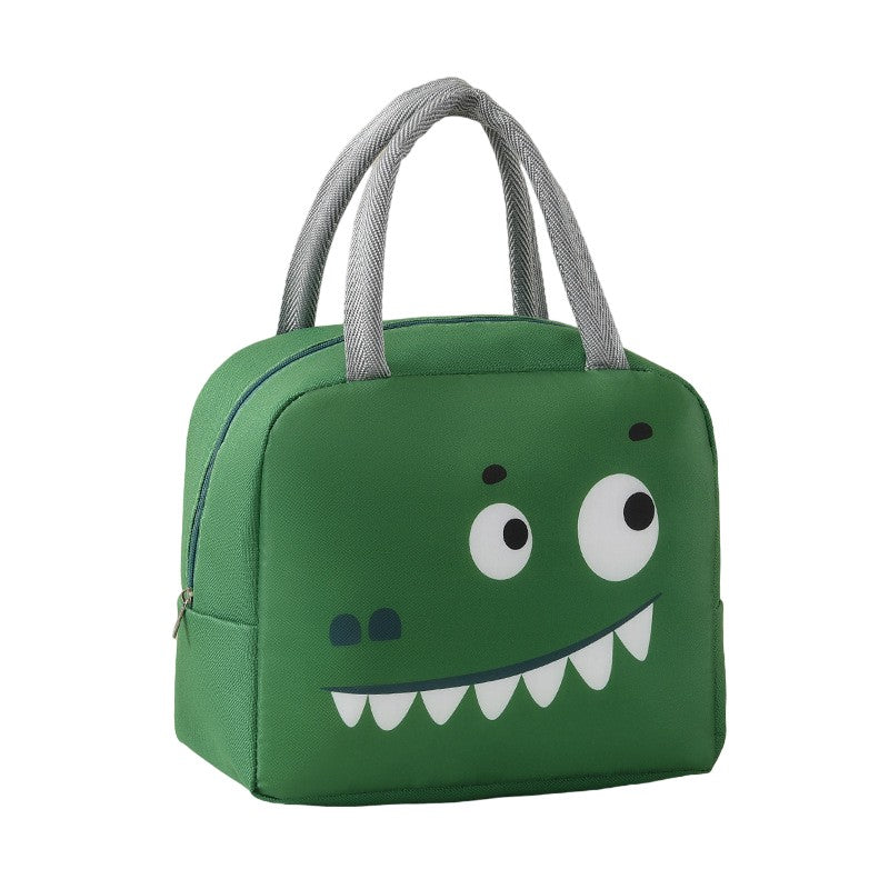Geantă Frigorifică, Klevo, cu Desene Animat, Portabilă pentru Copii, de Prânz, din Pânză Oxford, 22x14x19 cm, Model Crocodil, Verde