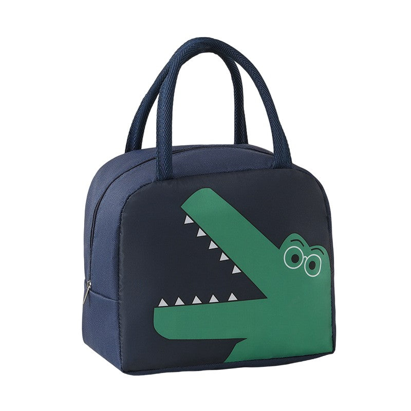 Geantă Frigorifică, Klevo, cu Desene Animat, Portabilă pentru Copii, de Prânz, din Pânză Oxford, 22x14x19 cm, Model Dinozaur, Albastru