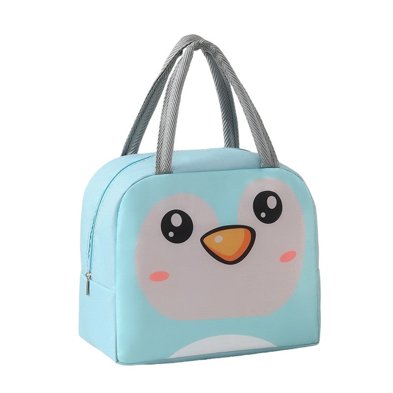Geantă Frigorifică, Klevo, cu Desene Animat, Portabilă pentru Copii, de Prânz, din Pânză Oxford, 22x14x19 cm, Model Pinguin, Albastru