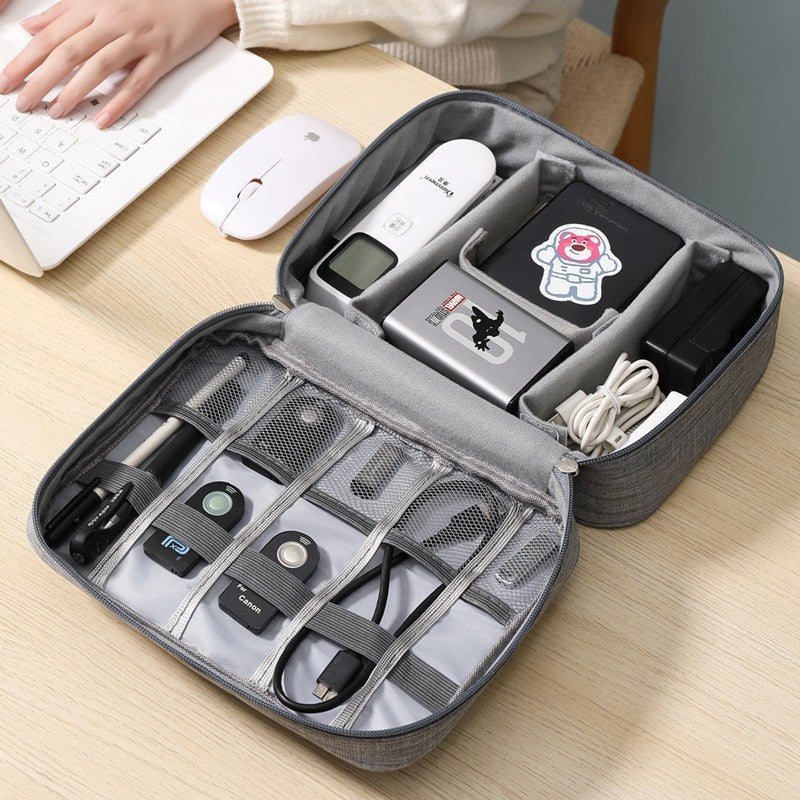 Geanta Organizatoare Klevo, Pentru Cabluri si Accesorii, Portabila, Impermeabila, 24,5 x 18 x10cm, Gri