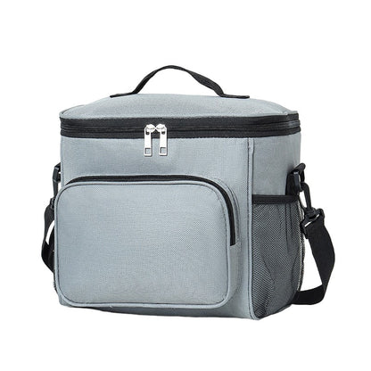 Geanta pentru Pranz, Klevo, Multifunctionala, Compartimentata, 2 Tipuri de Manere, Impermeabila, 26x24x17 cm, Gri