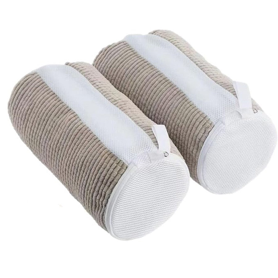 Geanta pentru Spalare Incaltaminte, Klevo, pentru Masina de Spalat, cu Fibre Pufoase in Interior, cu Fermoar, Curatare 360 de Grade, 39x19 cm, Gri deschis