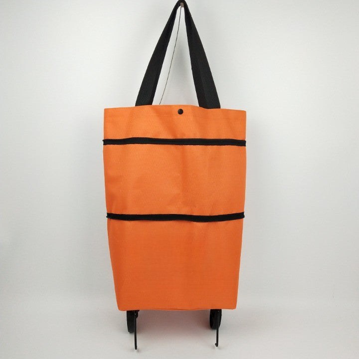 Geanta Pliabila, Klevo, 2 in 1, Carucior cu Roti, pentru Cumparaturi, 19 l, Portocaliu, Plastic, 39 x 46 x 12 cm