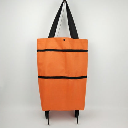 Geanta Pliabila, Klevo, 2 in 1, Carucior cu Roti, pentru Cumparaturi, 19 l, Portocaliu, Plastic, 39 x 46 x 12 cm