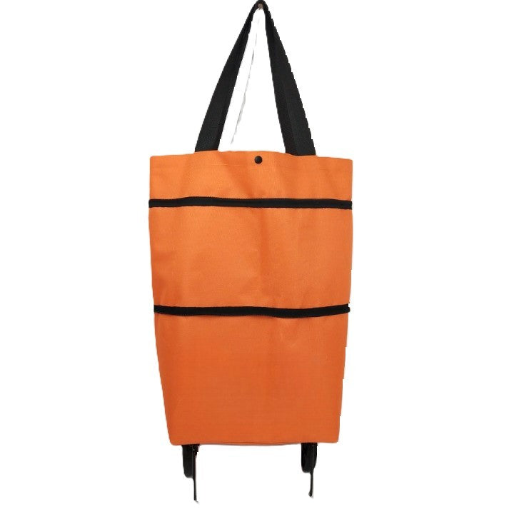 Geanta Pliabila, Klevo, 2 in 1, Carucior cu Roti, pentru Cumparaturi, 19 l, Portocaliu, Plastic, 39 x 46 x 12 cm