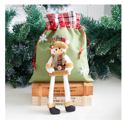 Sac cadouri Klevo, tematica Om de Zapada, Material Textil, 30x25 cm, cu Siret, Verde
