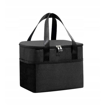 Geanta Termica Klevo pentru Pranz, Compartimente Telefon si Tacamuri, Multifunctionala, Impermeabila, 24x18x21 cm, Negru