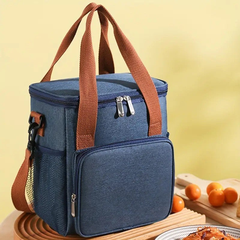 Geanta Termo-Izolanta, Klevo, Multifunctionala, 1 Compartiment Principal, 1 Buzunar Lateral Exterior, Impermeabila, Manere si Bretea de Umar, 25x22x15 cm, Albastru