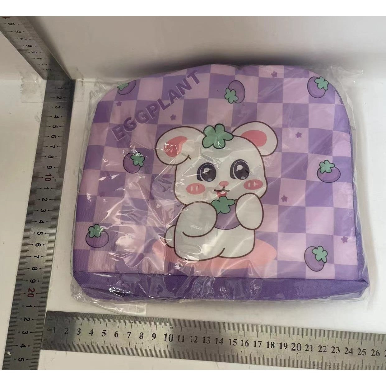 Geanta Termoizolanta pentru Copii, Klevo, 23x13x19 cm, Model Imprimeu Iepuras, din Folie de Aluminiu si Panza Oxford, Mov