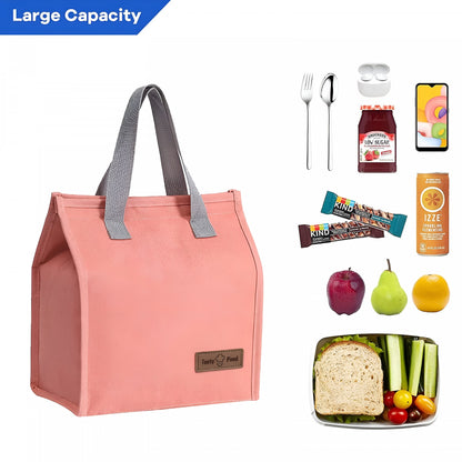 Geanta Termoizolanta Tip Bento Bag Klevo, Camping Cooler, Aluminiu, 22.5x13x25,5 cm, 3.3 L, Roz